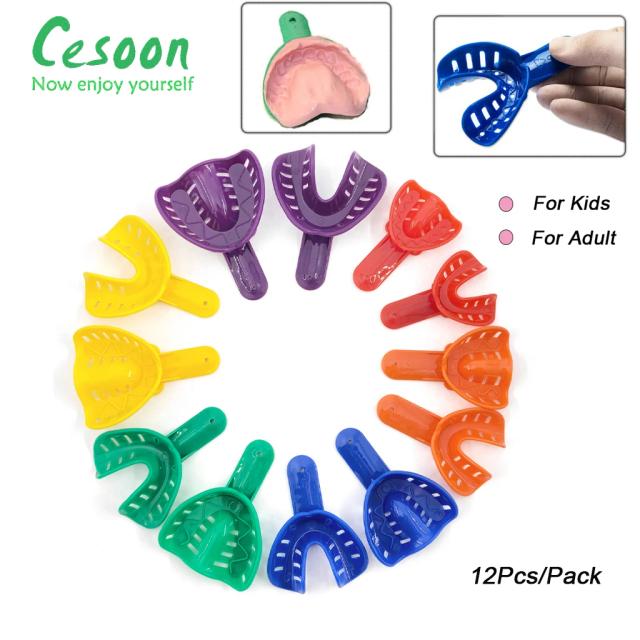 12Pcs Disposable Plastic Dental Impression Trays Colorful Teeth Holder Dentist Materials For Adult And Children Oral Care Tools on Productcaster.