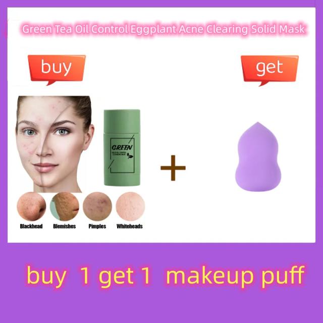 Hot Sale Green Tea Oil Control Eggplant Acne Clearing Solid Mask Cleansing Mask Moisturizing Blackhead And Fine Pores Mud Mask on Productcaster.