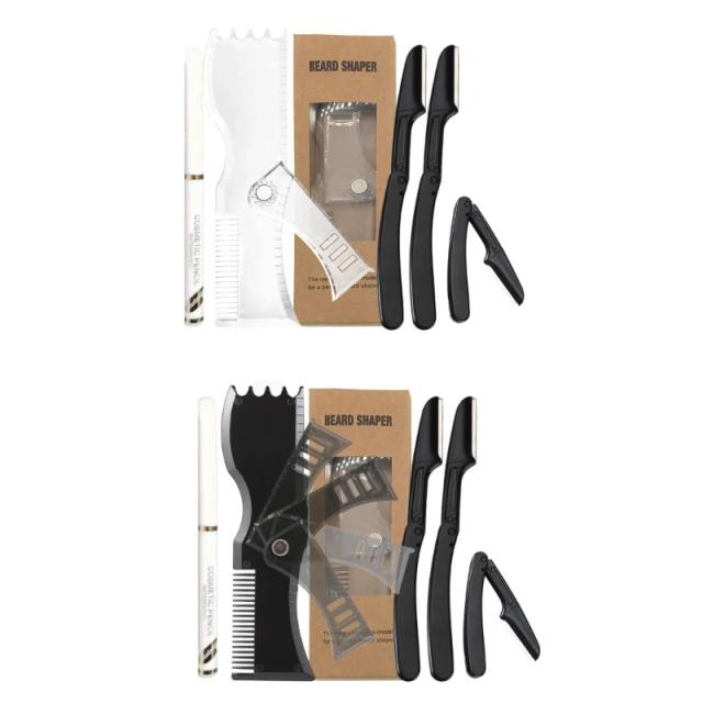 Practical Beard Shaping Tools Beard Lineup Guide Template Perfect for Styling and Edging Beard Shaper Kit Barber Pencil on Productcaster.