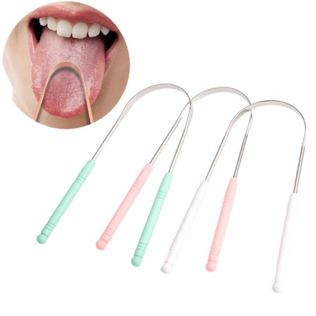 1PCS Stainless Steel Tongue Scraper Oral Tongue Cleaner Brush Tongue Toothbrush Oral Hygiene High Quality Tounge Scraper on Productcaster.