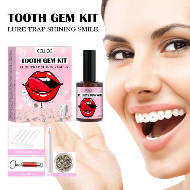 Tooth Gem Kit Cottonrolls Gems Picker Uv Light Gem Suit UV Bonding Resin DIY Tooth Jewelry Decoration Set Beautiful White Teeth on Productcaster.