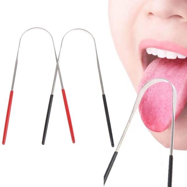 1PCS Stainless Steel Tongue Scraper Oral Tongue Cleaner Brush Tongue Toothbrush Oral Hygiene Cleaner Tool on Productcaster.