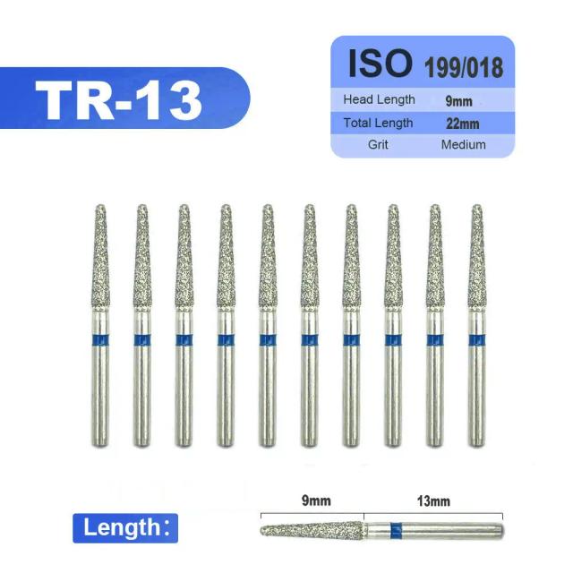 10pcs/pack Dental Diamond Burs Dentistry Dental Clicnic Crown Preparation Tapered Chamfer Round End Shape Dental Drills on Productcaster.