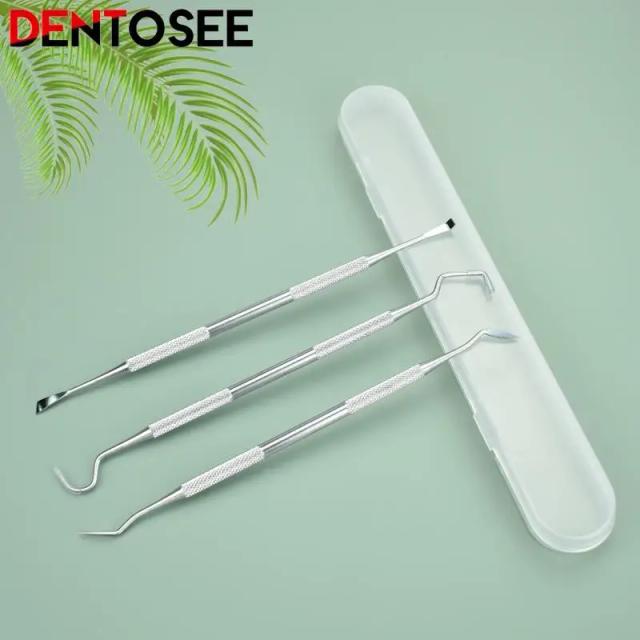 Dentist Clean Tools Dental Mirror Double Probe /sickle /hoe Tooth Cleaner Stainless Steel Dental Tool Products Oral Care Kit on Productcaster.