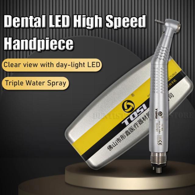 FOSHAN Original TOSI High Speed Optical Fiber Handpiece With LED Light Triple Water Air Turbine Handpiec TX-164 Dentist Tool on Productcaster.