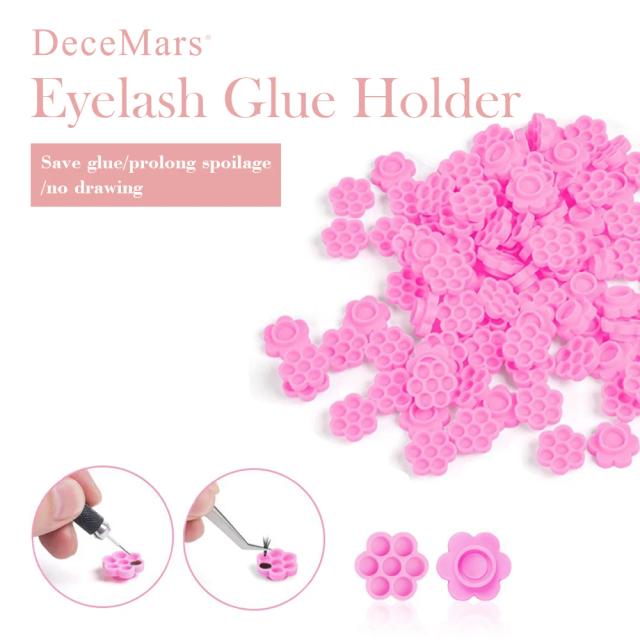 100 Pieces Flower Shape Glue Cup Eyelash Extension Glue Holder Pallet Grafting False Lash for Girls on Productcaster.