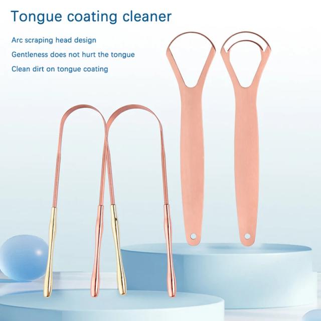 1 PC Copper Tongue Scraper Bad Breath Tongue Cleaner Brush Dental Cleaning Oral Tools on Productcaster.