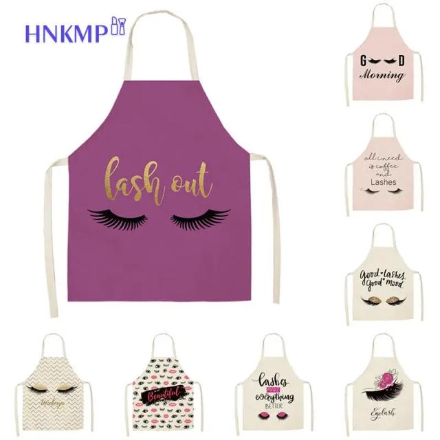 1PC Bronzing Eyelash Pattern Apron Eyelash Extension Tools Cotton Grafted False Eyelash Apron Cleaning Kitchen Apron Bib on Productcaster.