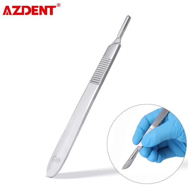 AZDENT 1PC Dental 3# Surgery Scalpel Handle 12.5cm Stainless Steel fit for #10 #11 #12 #15 Blades on Productcaster.