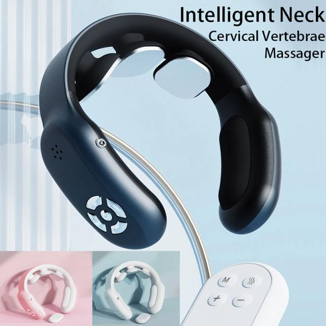 Smart Neck Massager With Hot Compress Remote Controller Portable Neck Cervical Spine Massage Back Waist Pain Relief Body Relax on Productcaster.