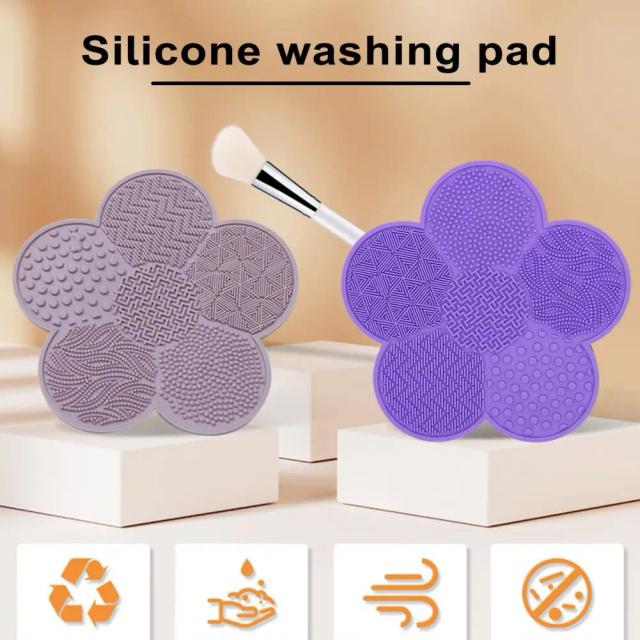 Suction Cup Scrub Pad Silicone Flower Brush Pad Easy Tool for Loose Powder Brushes with Suction Cup for Effortless for Kitchen on Productcaster.