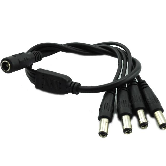 1pcs 1 Female to 4 Male DC Power jack Adapter Splitter Plug Connector Cable 5.5mm*2.1mm Supply for CCTV Camera led strip Light on Productcaster.