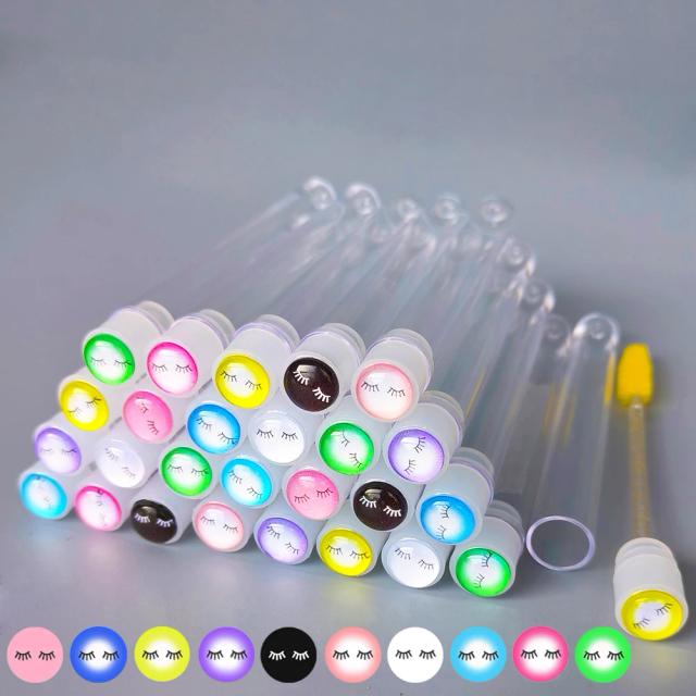 50pcs Reusable Eyebrow Brush Tube Makeup Brushes Mascara Wand Separate Tube Crystal Eyelash brush Eyelash Extension Tools on Productcaster.