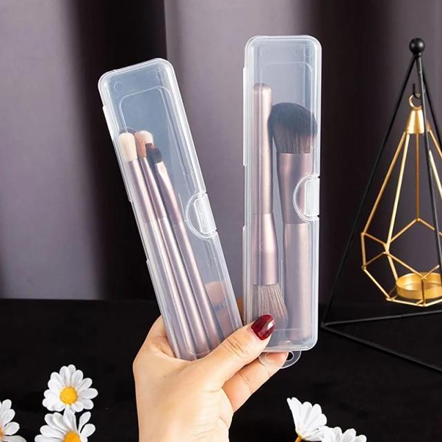 Portable Makeup Brush Organizer Eyebrow Pencil Tableware Chopsticks Transparent With Cover Storage Box Kitchen Accessories on Productcaster.