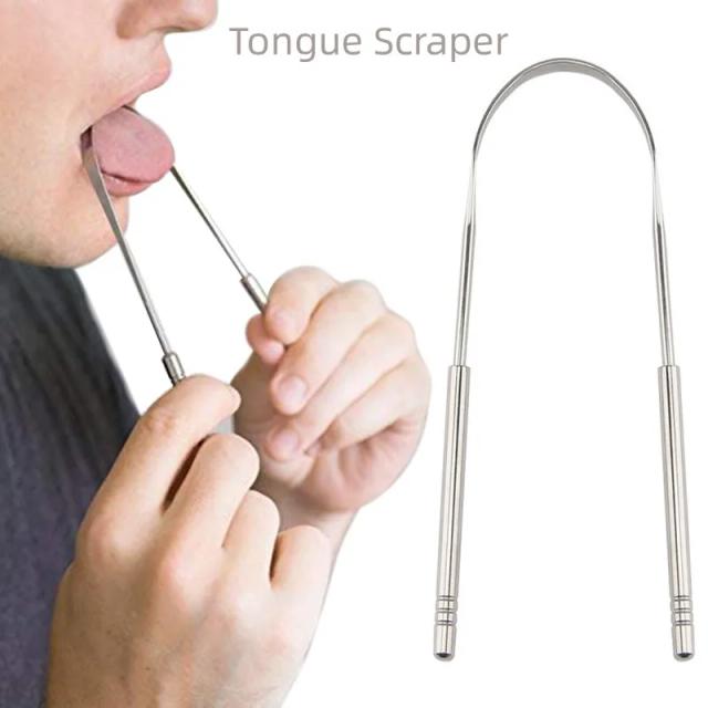 Stainless Steel Tongue Scraper 1 Pcs - Ultimate Oral Care Tool for Bad Breath Removal on Productcaster.