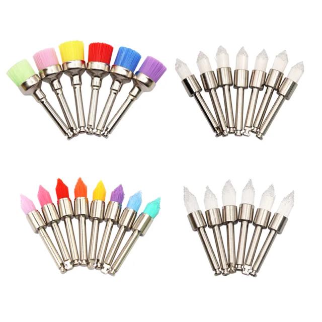 50pcs Dental Polishing Brushes Bowl Shape Dental Lab Nylon Latch Small Flat Polishing Polisher Prophylaxis Brushes Care Tools on Productcaster.