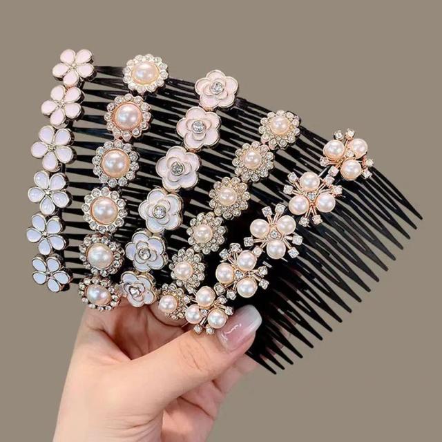 Fashion Pearl Hair Comb Bangs Broken Hair Finishing Tool Back of Head Fixed Hair Clip Inserted Comb Hair Styling Accessories on Productcaster.