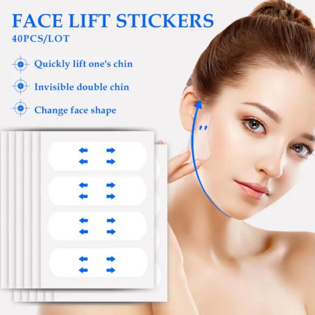 40/80pcs Lifting Face Stickers Invisible Transparent Thin Face Patche Lift Tools V-Shape Face Wrinkle Sagging Skin Adhesive Tape on Productcaster.