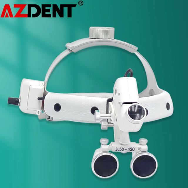 Azdent Dental Surgical LED Headlight Headband Binocular Loupes Brightness Spot Ajustable Headlamp on Productcaster.