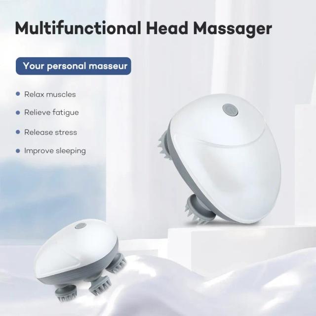 Electric Head Scalp Massager for Hair Growth Stress Relax with 4 Massage Heads Body Massager Health Care Relax Shoulder Neck on Productcaster.