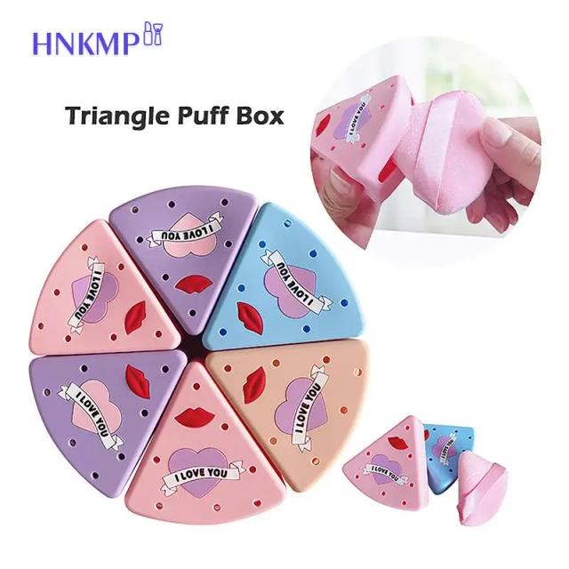 Portable Triangle Puff Box Case Anti Pollution Dustproof Powder Puff Container Silicone Breathable Puff Carrying Case Holder on Productcaster.