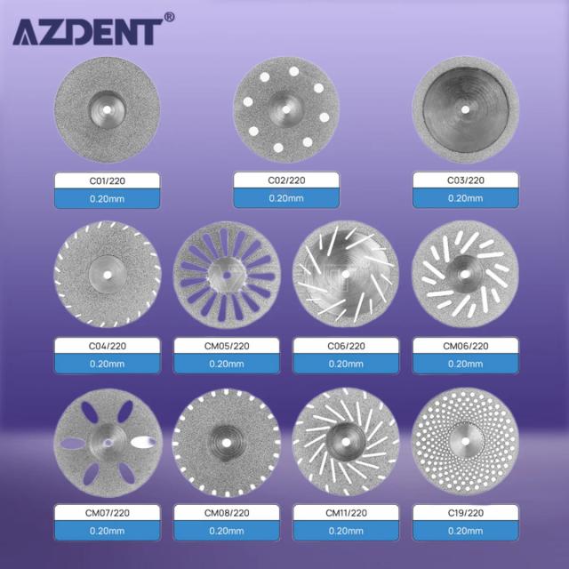 AZDENT 5pcs/Pack Dental Ultra-thin Double Sided Sand Porcelain Diamond Cutting Disc Mandrel Diamond Dentistry Polishing Tools on Productcaster.