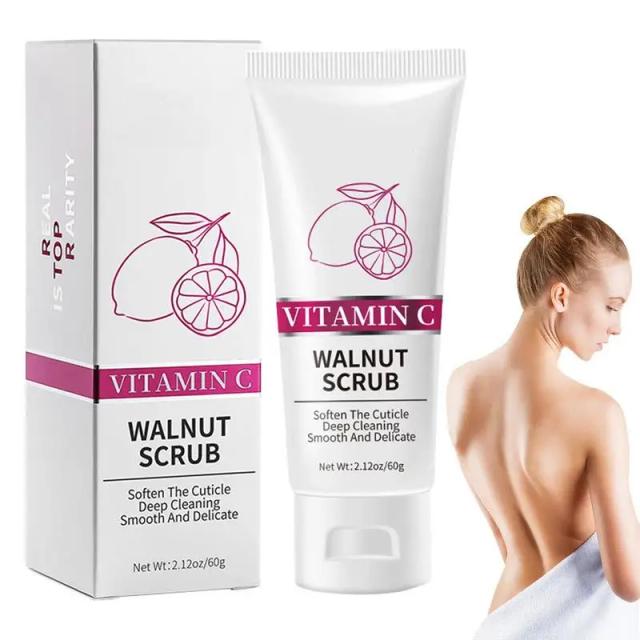 60ml Vitamin C Walnuts Body Scrub Exfoliation Anti-Cellulite Cream Whitening Moisturizing Body Exfoliator Scrub Skin Care on Productcaster.