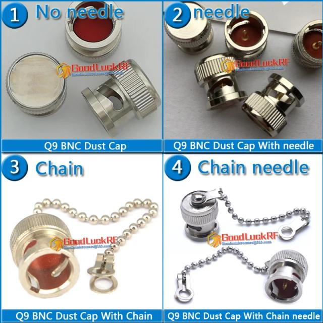 Ket Set Q9 BNC Female Dust Cap with Chain Needle Resistor RF coaxial Terminator Dust Cap Protective Cover Brass Adapters on Productcaster.