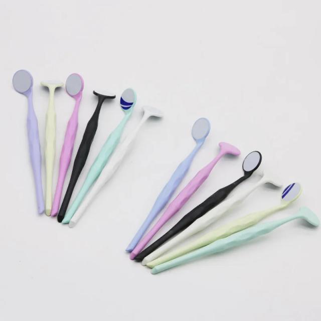 10Pcs/box Dental Single Double Sided Mouth Mirrors Autoclavable Oral Exam Mirrors Reflectors Plastic Handle Teeth Whitening Tool on Productcaster.