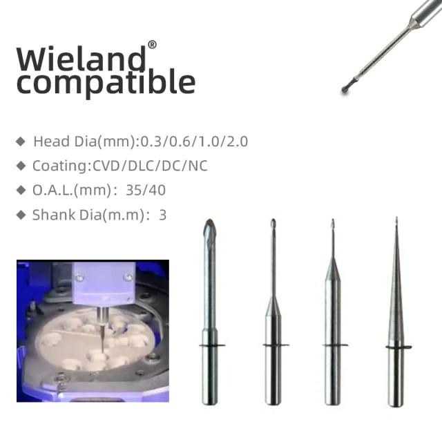 Wieland Dental Zenotec Mini Diamond Burs 0.3mm 0.7mm 1.0mm 2.5mm Dental Laboratory End Mill for Zirconia PMMA Wax on Productcaster.