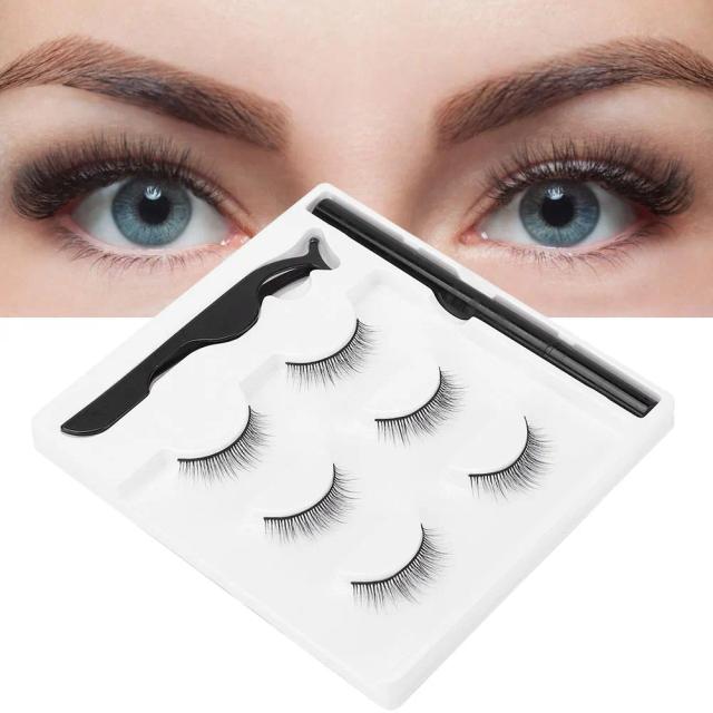 3 Pairs Fashion Magnetic False Eyelashes Waterproof Magnetic Eyeliner Pen Tweezers Portable Set Natural Eyelashes Makeup Set on Productcaster.