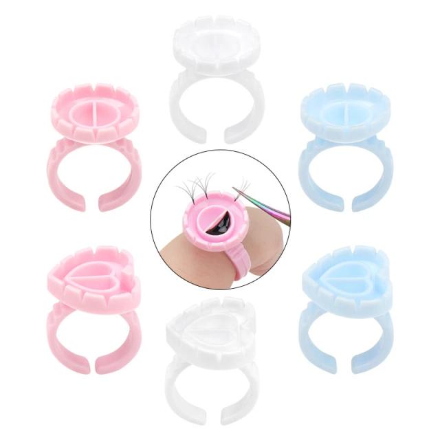 100Pcs Disposable Glue Rings Eyelashes Glue Fan Cup Lash Glue Holder Tattoo Pigment Container Ring Eyelash Extension Makeup Tool on Productcaster.