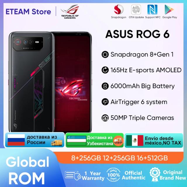 Global ROM ASUS ROG 6 Multi-Language Snapdragon 8+Gen 1 6000mAh Battery 165Hz AMOLED ROG 6 5G Game Google Play Store on Productcaster.