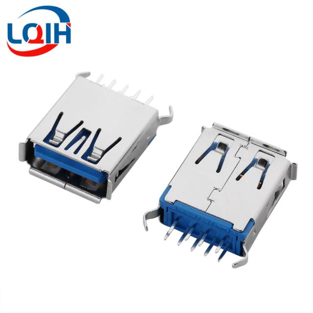 10PCS USB Socket Female Connector A Female 90 Degree Crimped USB Female Seat 3.0 AF 180 Degree 9p Length 15.0mm Curved Foot Cur on Productcaster.