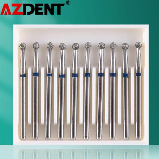 10pcs/Pack AZDENT Dental Diamond Burs Drill Ball Round Type 25mm FG 1.6mm For High Speed Handpiece 450000r/Min on Productcaster.