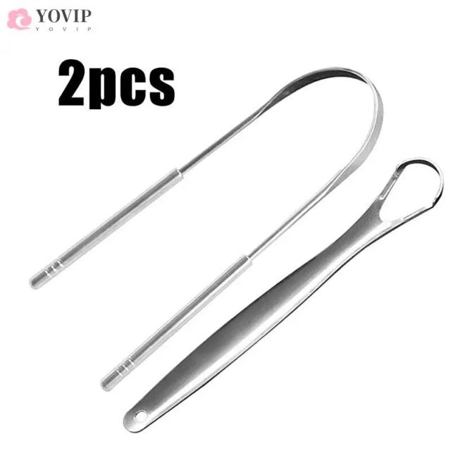 1/2 Pcs Tongue Scraper Stainless Steel Tongue Cleaner Bad Breath Removal Oral Care Tools on Productcaster.