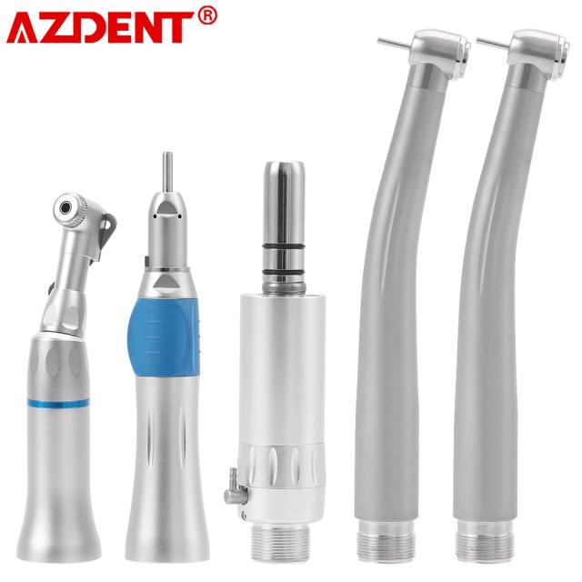 AZDENT 2023 Dental High & Low Speed Handpiece Kit 1:1 Ratio Dental Push Button E-type Air Motor 2/4 Holes Dentistry Equipments on Productcaster.