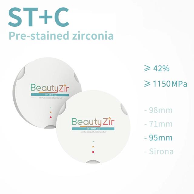 11.11 Zirconia Blocks ST+Color Zirkon Zahn 95mm Beautyzir Dental For Crown/Bridge/Implant Vita16 Complete Color on Productcaster.