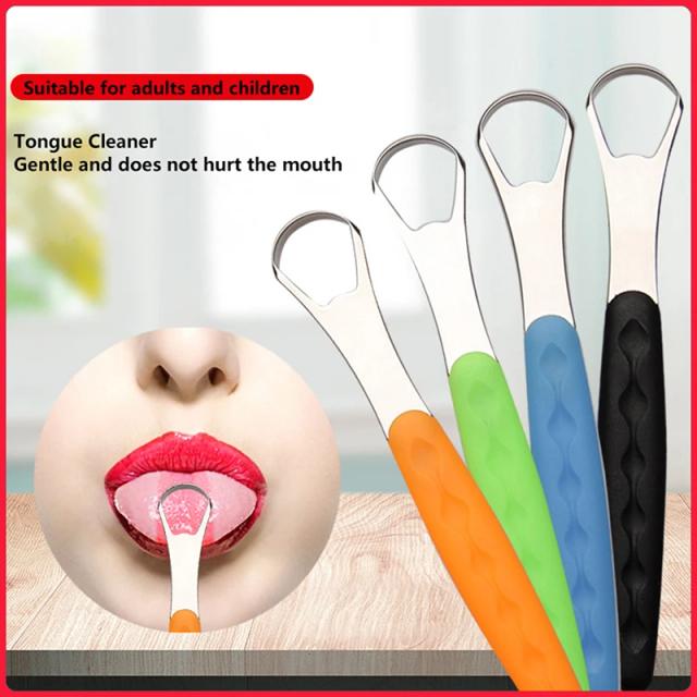 Portable Tongue Cleaner Tongue Scraper Reusable Stainless Steel Oral Mouth Brush With Travel Case Non-slip Handle on Productcaster.