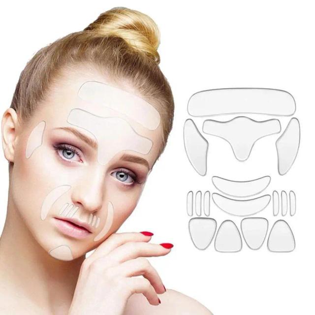 Reusable Silicone Wrinkle Removal Sticker Facial Lifting Strips Set Forehead Neck Line Remover Eye Patches Anti Aging Skin Pads on Productcaster.