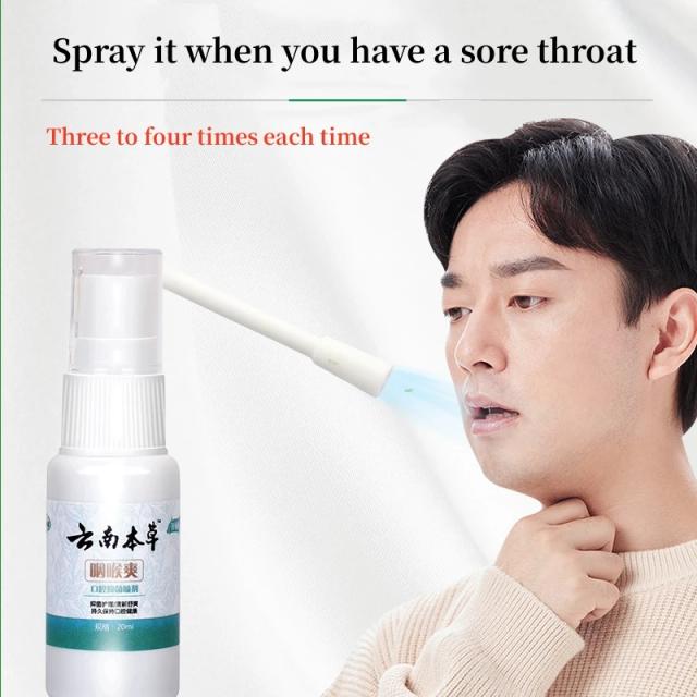 20ml YunNanBenCao Throat Refreshing Oral Spray Fresh Care Liquid Spray Sore Throat Treatment Portable Antibacterial Spray on Productcaster.