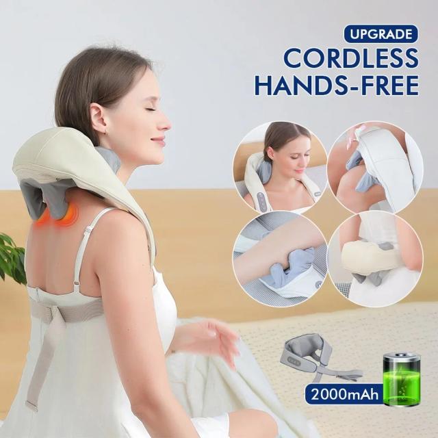 Electric Neck And Back Massager Wireless Neck And Shoulder Kneading Massage Pillow Cervical Back Muscle Relaxing Massage Shawl on Productcaster.