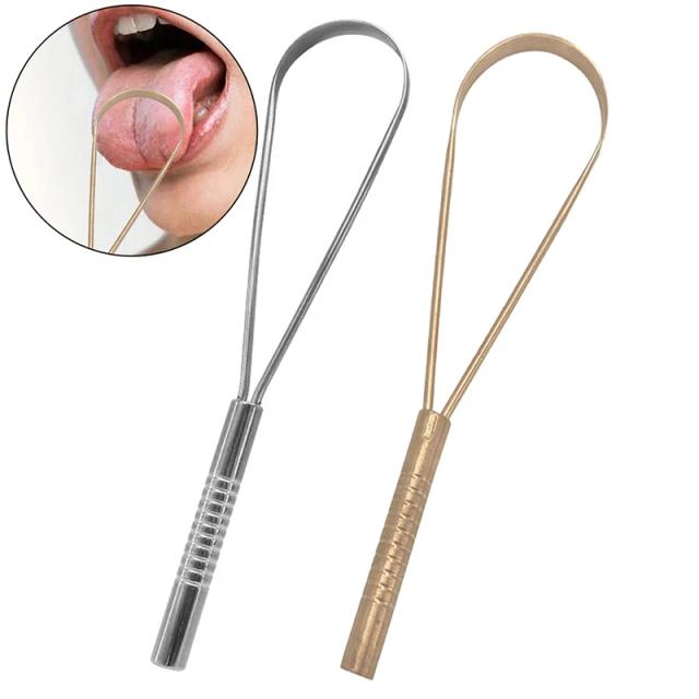 1pc Tongue Scraper Cleaner for Adults Surgical Grade Eliminate Bad Breath Stainless Steel Metal Tongue Scarper Brush Dental Kit on Productcaster.