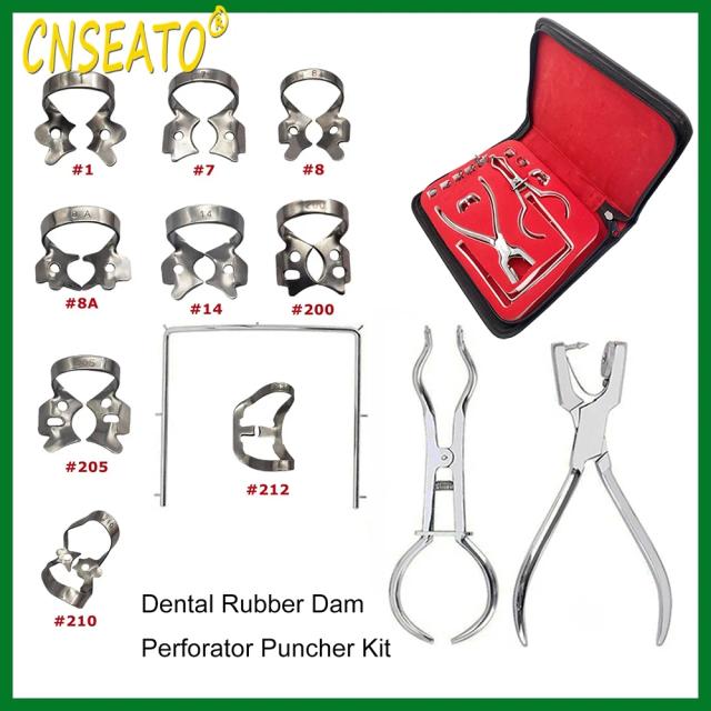 Dental Rubber Dam Perforator Puncher Kit Teeth Care Pliers Orthodontic Tool Clamps Hole Frame Barrier Clips Dentist Instrument on Productcaster.