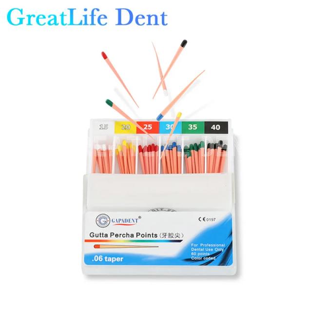 GreatLife Dent 10packs/lot Taper0.2/0.4/0.6 Size 15/20/25/30/35/40 Dental Gutta Percha Points Gapadent Gutta Percha Points on Productcaster.