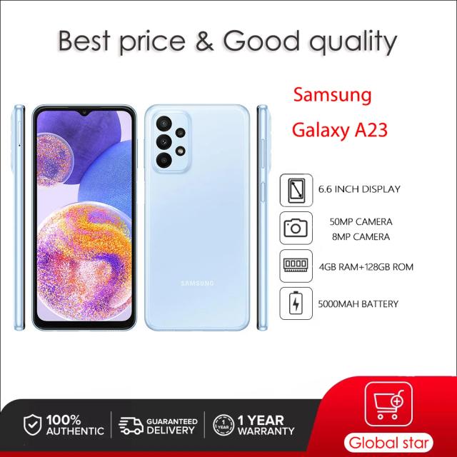 Original Samsung Galaxy A23 4G A235F Dual Sim Unlocked Octa-core Snapdragon 50MP 6.6'' 128GB 4GB RAM Fingerprint Smartphone on Productcaster.