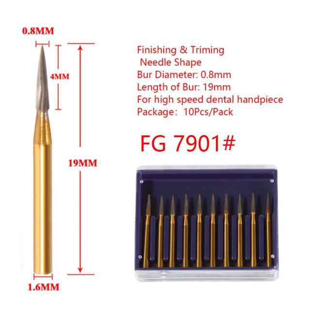 10 Pcs/1Box Dental Tungsten Carbide Trimming & Finishing Burs Drill Smooth FG 7901 on Productcaster.