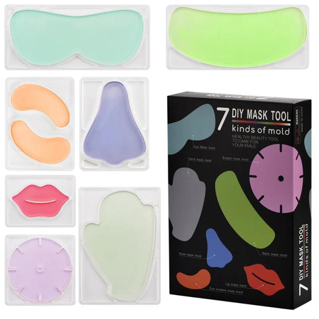 7Pcs/Set Reuseable Facial Eye Mask Mold For Fruit Vegetable Mask Maker Machine DIY Mask Tools Neck/Eye/Hand/Breast/Lip Mold on Productcaster.