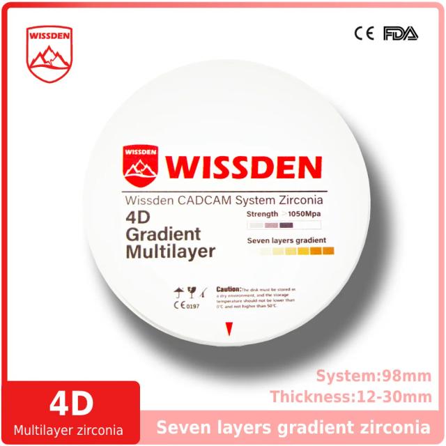 Wissden 4D Multilayer Zirconia Blocks Dental Lab Supplies 98,12-30mm Denture Restorations CAD/CAM on Productcaster.