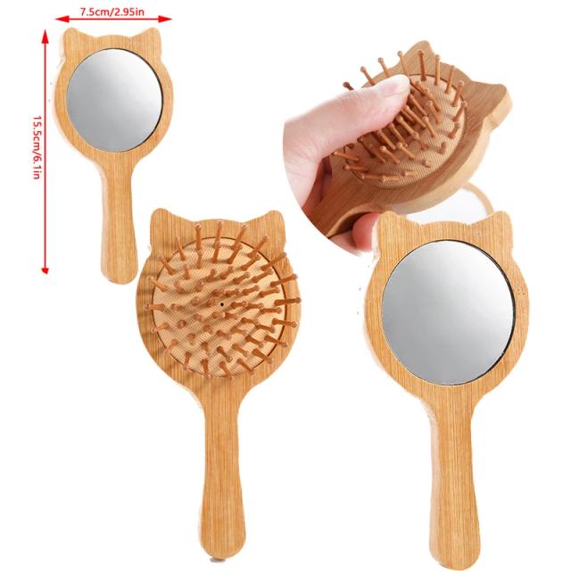 Head Massager Comb Dual Purpose Comb Mirror Massage Meridians Wooden Airbag Comb Hair Handheld Hairdressing Comb Scalp Care on Productcaster.